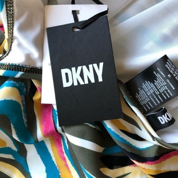 DKNY Ruffle Plunge Underwire Tummy Control One Piece Swimsuit Size 18 NWT - Picture 9 of 15